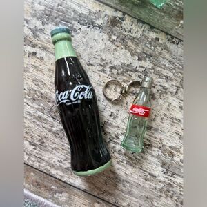 Vintage Coca Cola Bottle salt shaker and key chain lot